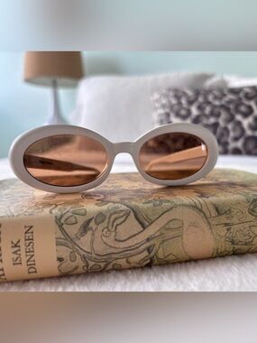 DITA- Collector’s White Oval Sunglasses with Brown Lenses